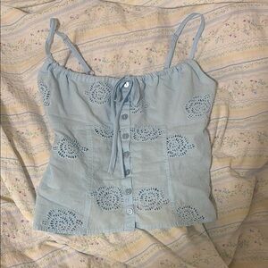 Light Blue Sleeveless Eyelet Top